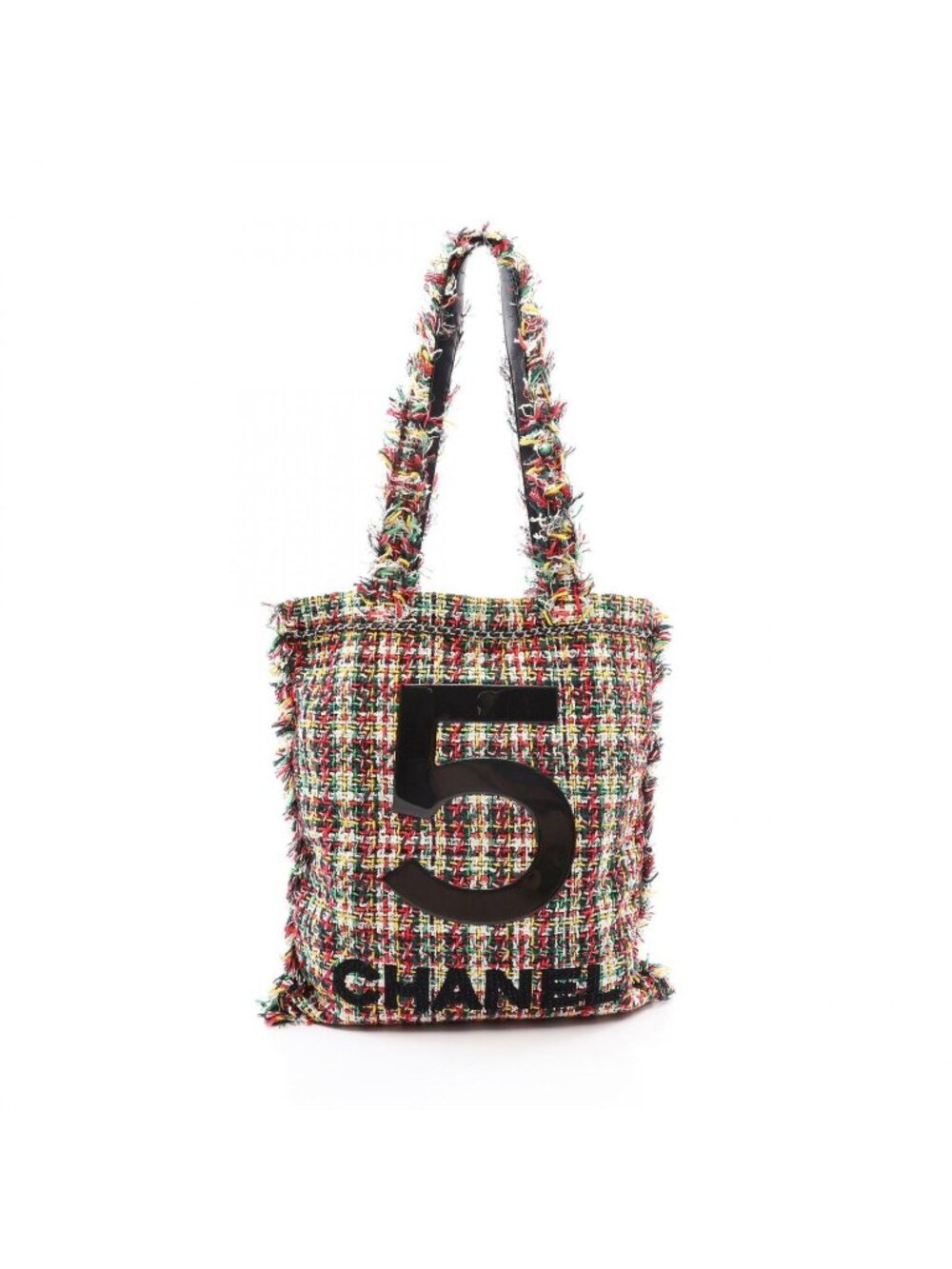 Chanel Tote Bag Black Multi Fabric Leather